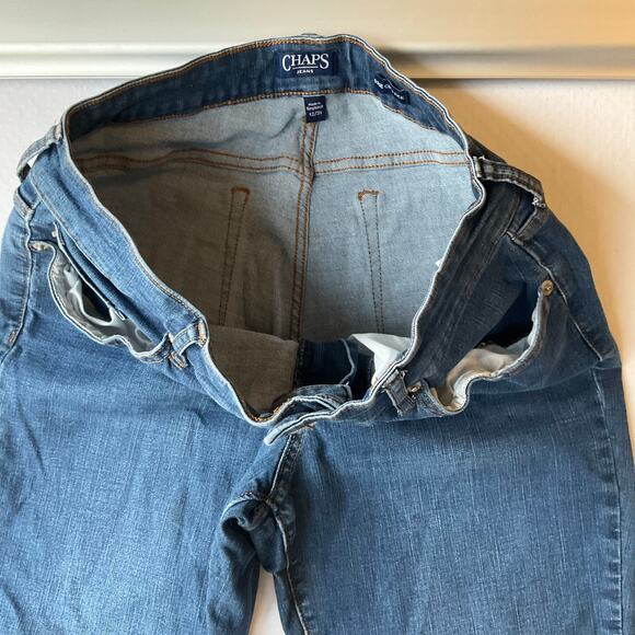 Chaps Midrise Crop Kick Women Waxed Denim Straight Leg Jeans Size 12, Blue - Picture 9 of 12